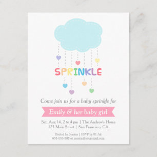 Regenbogen Farb Wolke Herzen Baby Streusel Shower Einladung