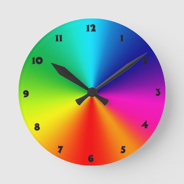 Regenbogen-Farben Runde Wanduhr (Vorderseite)