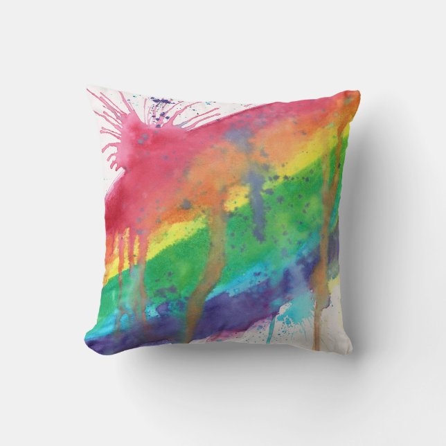 Regenbogen-Farben-Spritzer Kissen (Vorderseite)