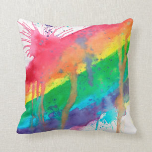 Regenbogen-Farben-Spritzer Kissen