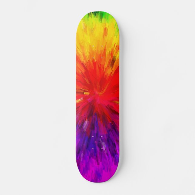 Regenbogen-Farben-Spritzer Skateboard (Vorderseite)