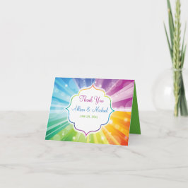 Regenbogen-Farben Striped Sonnendurchbruch danken Dankeskarte