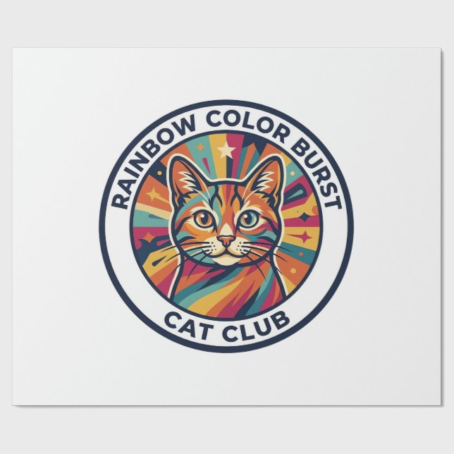 Regenbogen-Farbexplosion Katze Süße Kitty Design - Geschenkpapier (Flach)