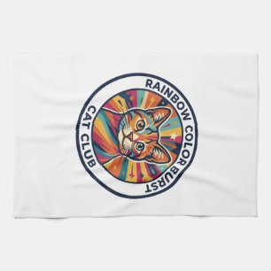 Regenbogen-Farbexplosion Katze Süße Kitty Design - Geschirrtuch