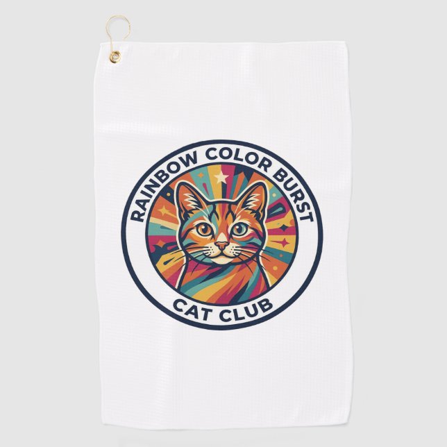 Regenbogen-Farbexplosion Katze Süße Kitty Design - Golfhandtuch (Vorderseite)