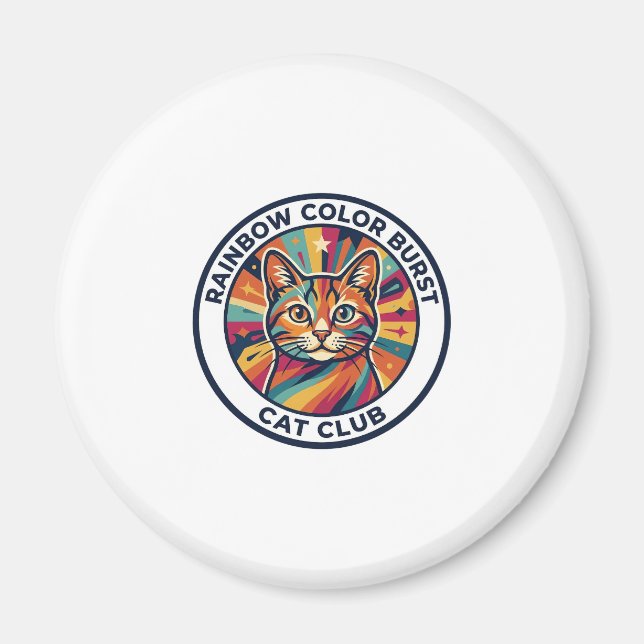 Regenbogen-Farbexplosion Katze Süße Kitty Design - Magnet (Vorne)