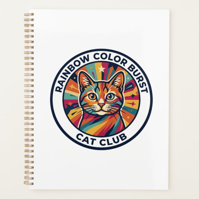 Regenbogen-Farbexplosion Katze Süße Kitty Design - Planer (Vorderseite)