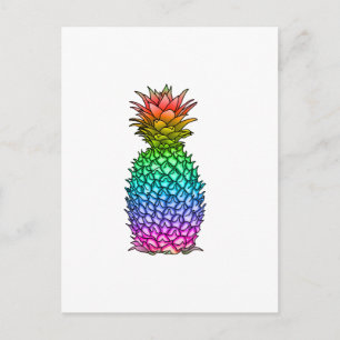 Regenbogen farbige Ananas Postkarte