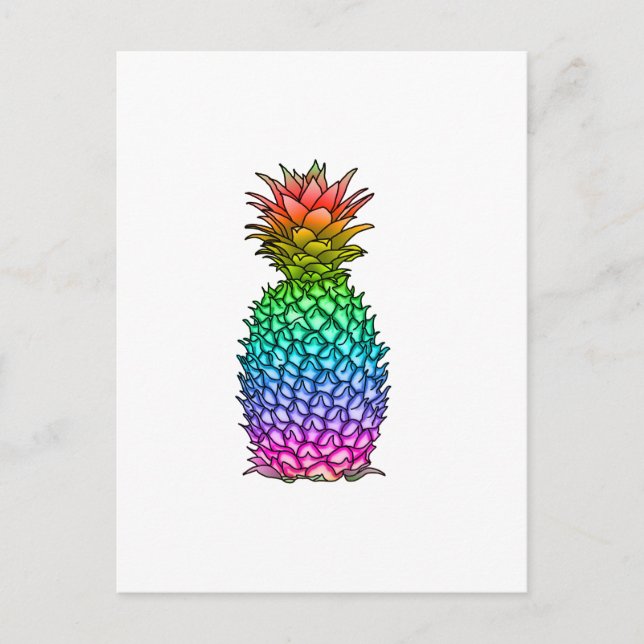 Regenbogen farbige Ananas Postkarte (Vorderseite)