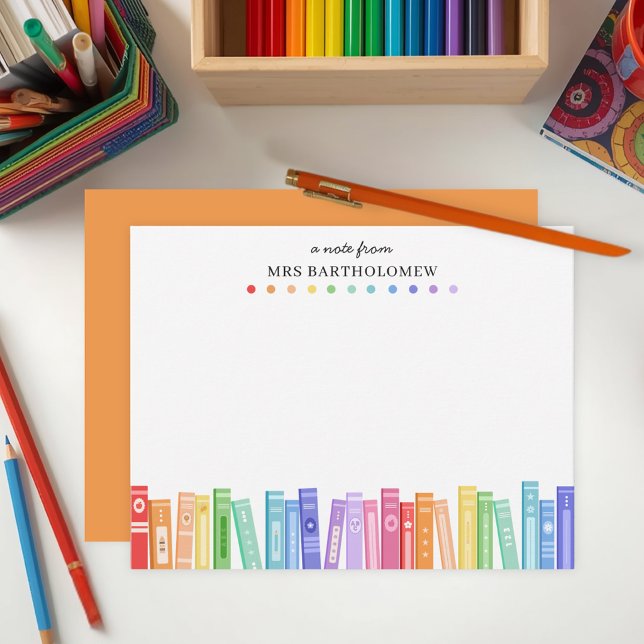 Regenbogen-Farbige Bücher Benutzerdefinierte Schul Mitteilungskarte (Von Creator hochgeladen)