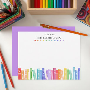 Regenbogen-Farbige Bücher Individuelle Lehrer- Mitteilungskarte