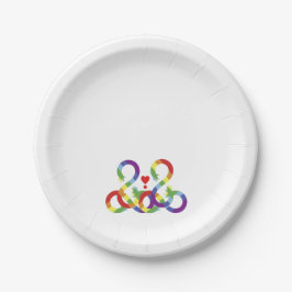 Regenbogen, farbige Hände Pappteller
