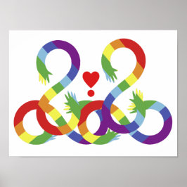 Regenbogen, farbige Hände Poster