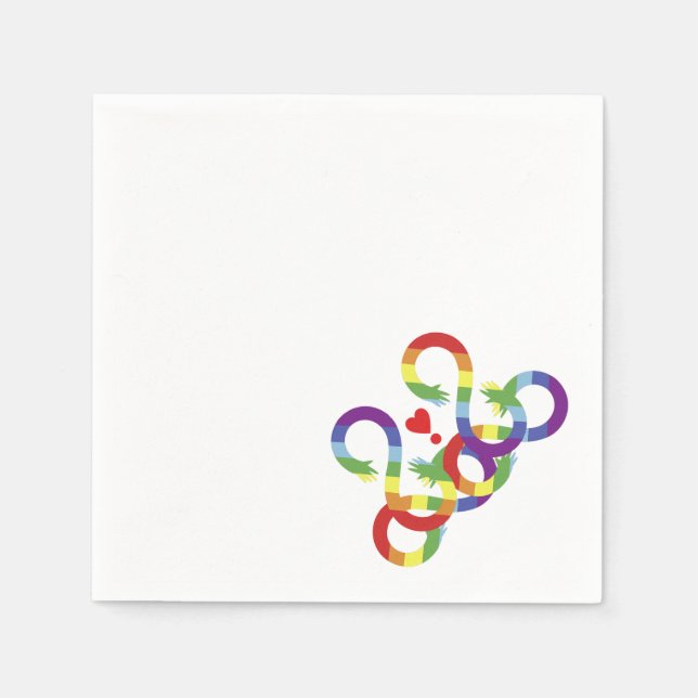 Regenbogen, farbige Hände Serviette (Vorderseite)
