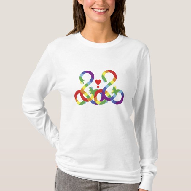 Regenbogen, farbige Hände. T-Shirt (Vorderseite)