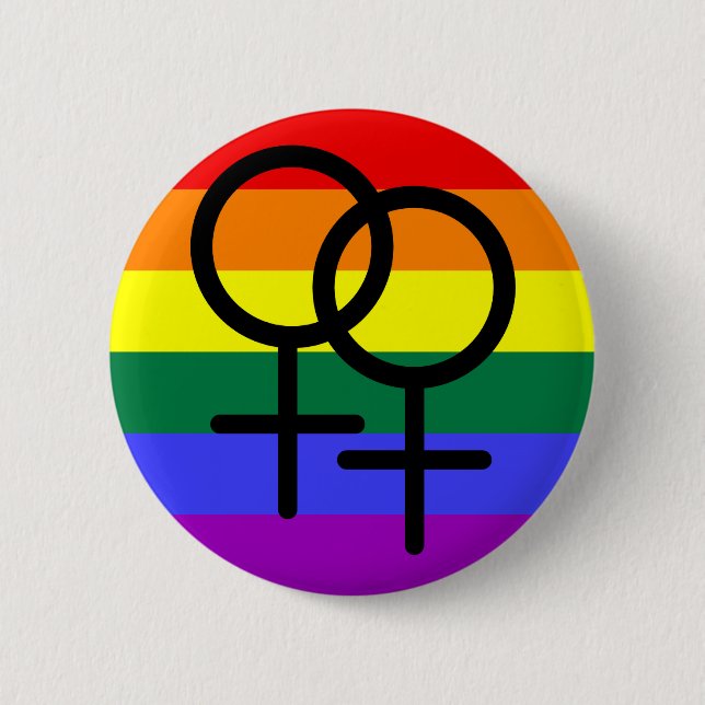 Regenbogen farbige lesbische Stolz-Flagge Button (Vorderseite)
