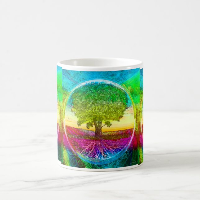 Regenbogen farbiger Baum des Lebens Tasse (Mittel)