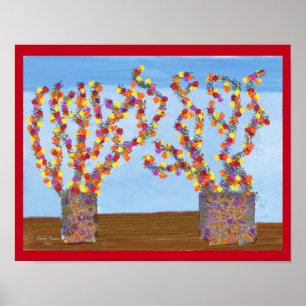 Regenbogen farbiges Blumenplakat Poster