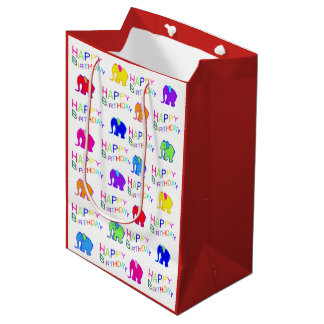Regenbogen farbiges Cartoon-Elefant-alles Gute zum Mittlere Geschenktüte