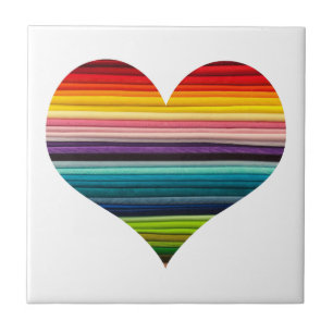 Regenbogen farbiges Herz Striped Fliese