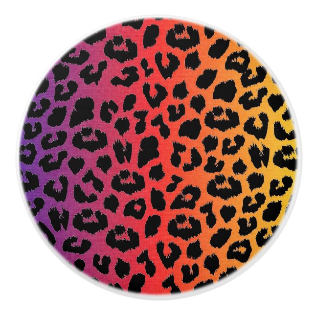 Regenbogen-Farbphantasie-Leopard-Druck-Muster Keramikknauf (Vorderseite)