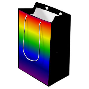 Regenbogen färbt Geschenk-Taschen-Medium-Schwarzes Mittlere Geschenktüte