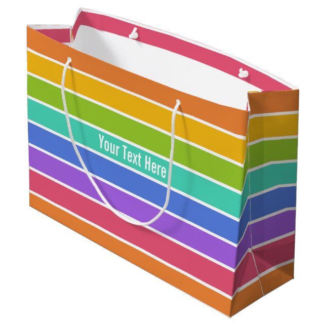 Regenbogen färbt kundenspezifische Geschenktasche Große Geschenktüte (Rückseite Schrägansicht)