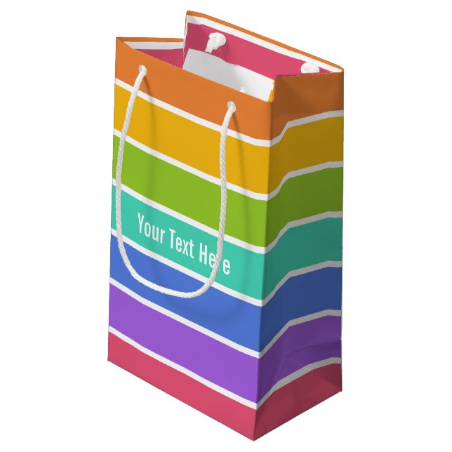Regenbogen färbt kundenspezifische Geschenktaschen Kleine Geschenktüte (Rückseite Schrägansicht)