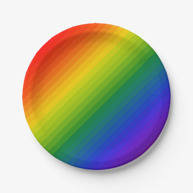 Regenbogen Farbverlauf gestreift Pappteller (Vorderseite)
