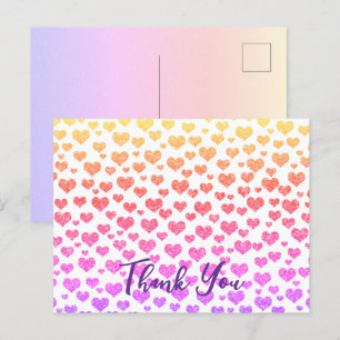 Regenbogen-Faux-Glitter-Herzen Helle Farbige Benut Postkarte