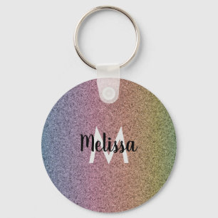 Regenbogen-Faux-Glitter-Muster Anfangsbuchstabe  Schlüsselanhänger