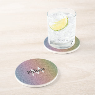 Regenbogen-Faux-Glitter-Muster Anfangsname  Getränkeuntersetzer