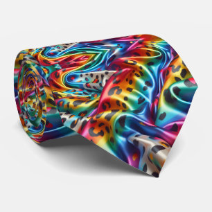 Regenbogen-Faux-Seide Leoparden-Druck Gentleman' Krawatte