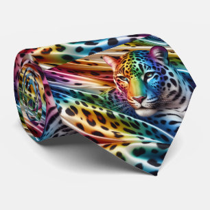 Regenbogen-Faux-Seide Leoparden-Druck Gentleman' Krawatte