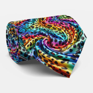 Regenbogen-Faux-Seide Leoparden-Druck Gentleman' Krawatte