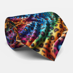 Regenbogen-Faux-Seide Leoparden-Druck Gentleman' Krawatte