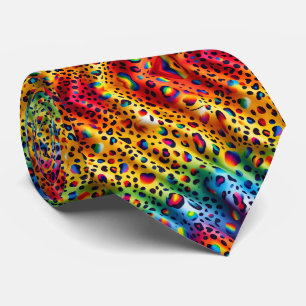 Regenbogen-Faux-Seide Leoparden-Druck Gentleman' Krawatte