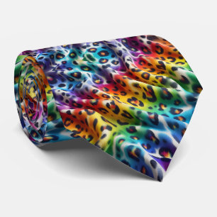 Regenbogen-Faux-Seide   Leoparden-Druck Gentleman' Krawatte