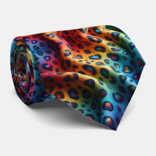 Regenbogen-Faux-Seide Leoparden-Druck Gentleman' Krawatte