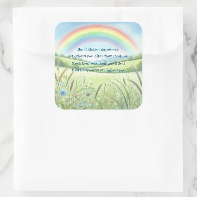Regenbogen / Feld und Angebot Quadratischer Aufkleber (Tasche)