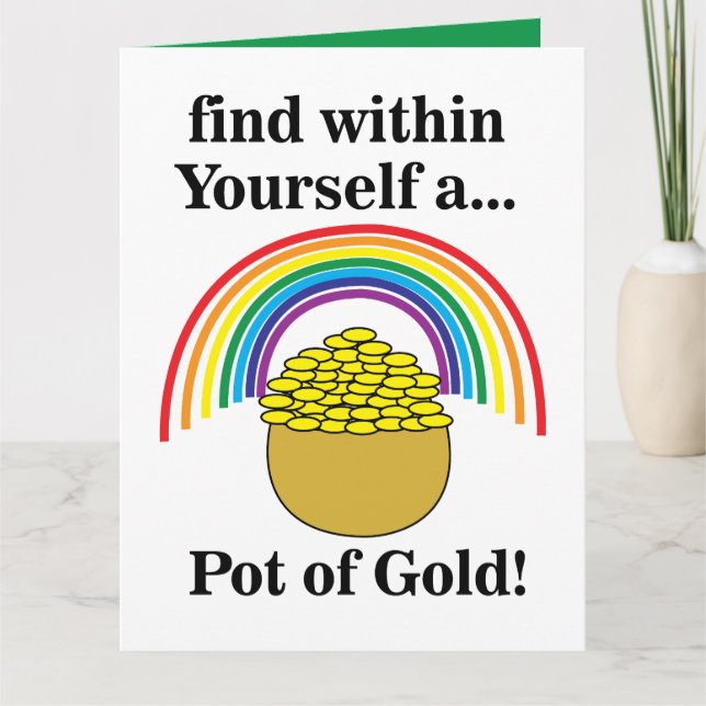 Regenbogen finden in sich einen Pot Gold Karte (Vorderseite)