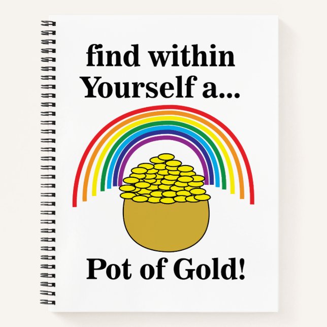 Regenbogen finden in sich einen Pot Gold Notizbuch (Vorderseite)