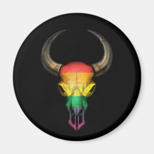 Regenbogen-Flaggen-Gay Pride-Stier-Schädel auf Magnet