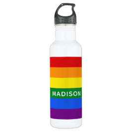 Regenbogen-Flaggen-Name-Wasserflaschen Edelstahlflasche