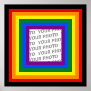 REGENBOGEN-FLAGGEN-RAHMEN + Ihr Zeichen oder Bild Poster