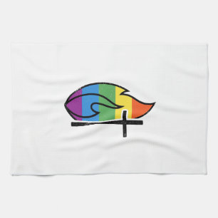 Regenbogen-Flammenkreuz Vintage-Christen-Vektor-De Geschirrtuch