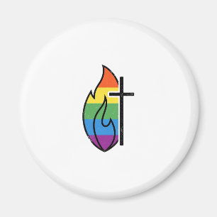 Regenbogen-Flammenkreuz Vintage-Christen-Vektor-De Magnet