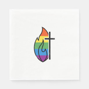 Regenbogen-Flammenkreuz Vintage-Christlicher-Vekto Serviette