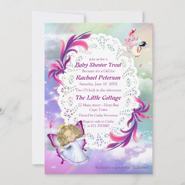 Regenbögen, flauschige Wolken, Schmetterlingswaage Dankeskarte (Vorderseite)