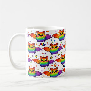 🦇🌈 Regenbogen-Fledermaus-Sternenexplosion-Crewso Kaffeetasse